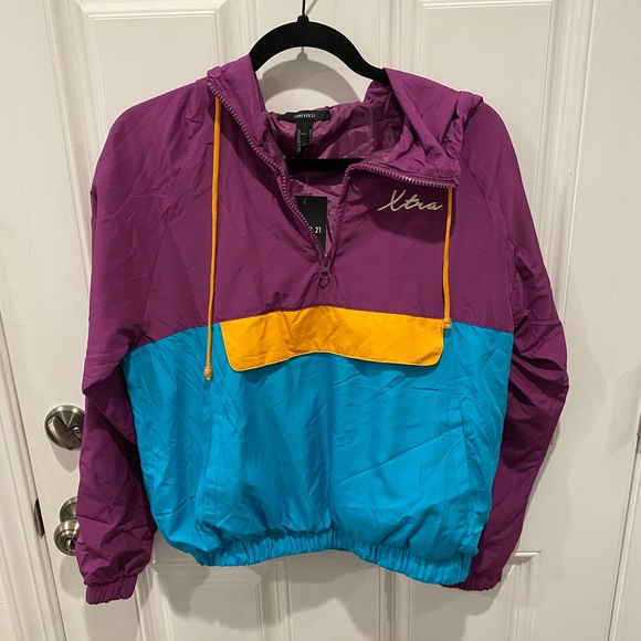 Forever 21 Jackets & Blazers - NWT Hooded color block windbreaker size S